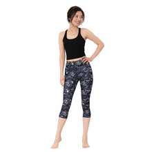 画像をギャラリービューアに読み込む, 7分レギンス 柄ブラック
